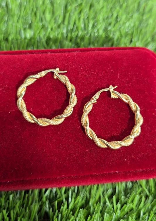 10K Gold Twisted Hoop Earrings