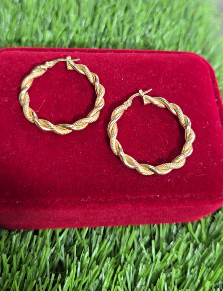 10K Gold Twisted Hoop Earrings