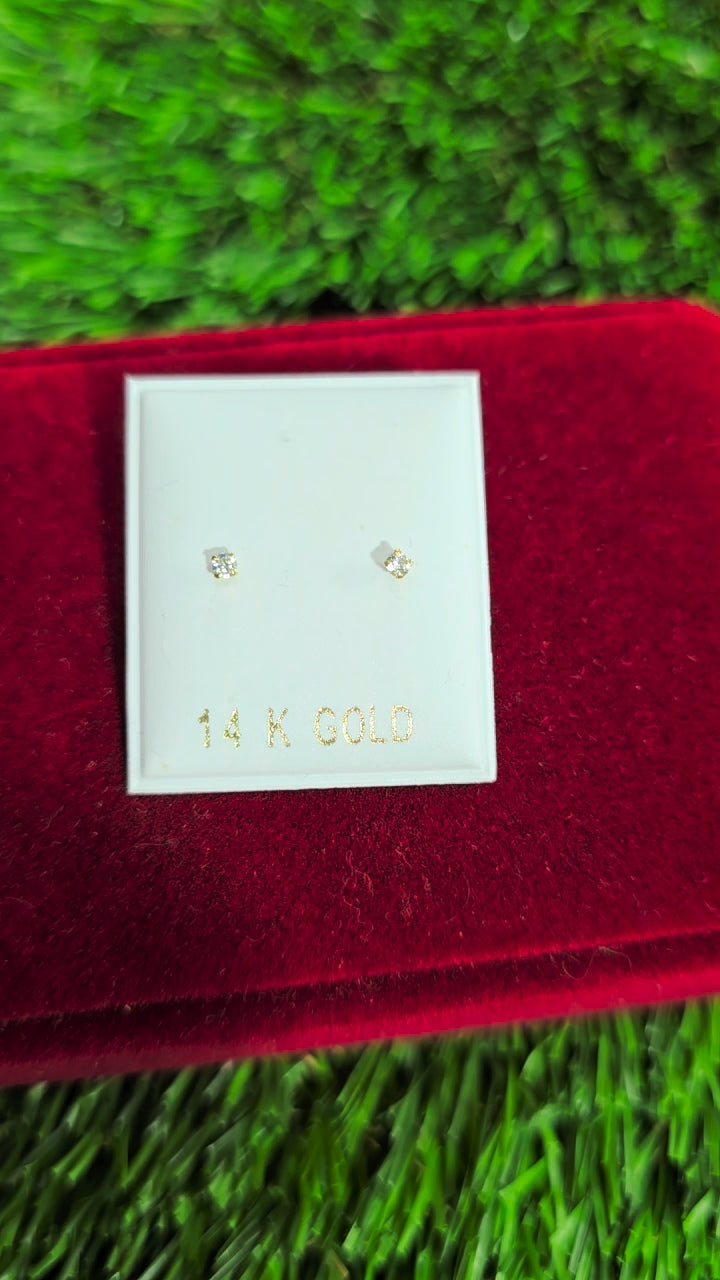 14KGOLD Zirconia Earrings 2mm