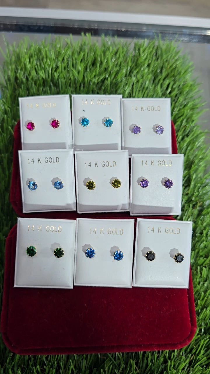 Zirconia Earrings 14k 5mm