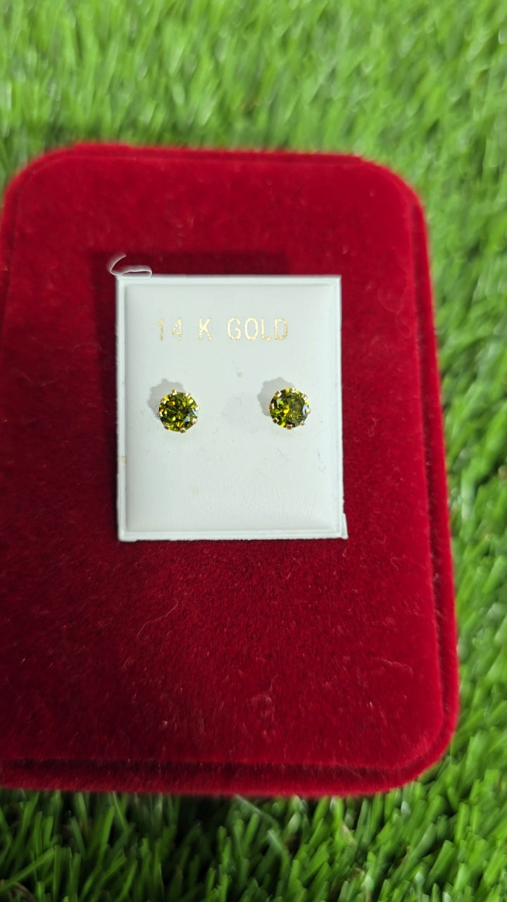 Zirconia Earrings 14k 5mm