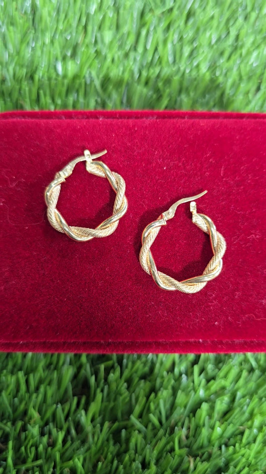 10K Gold Twisted Hoop Earrings