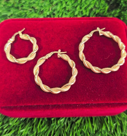 10K Gold Twisted Hoop Earrings