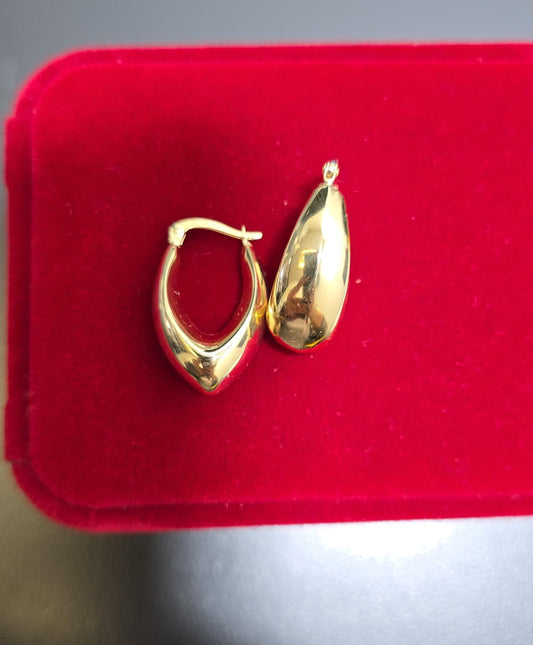 14K Basket Hoop Earrings