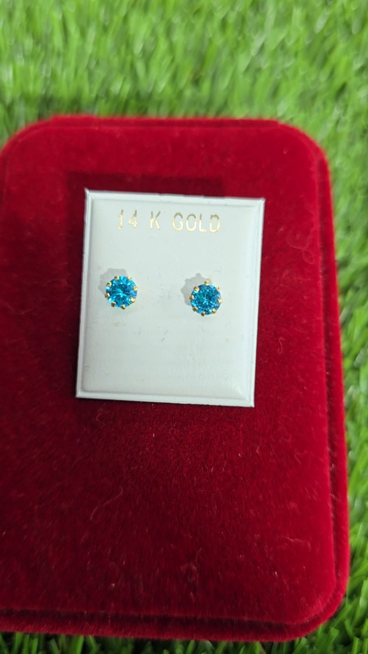 Zirconia Earrings 14k 5mm