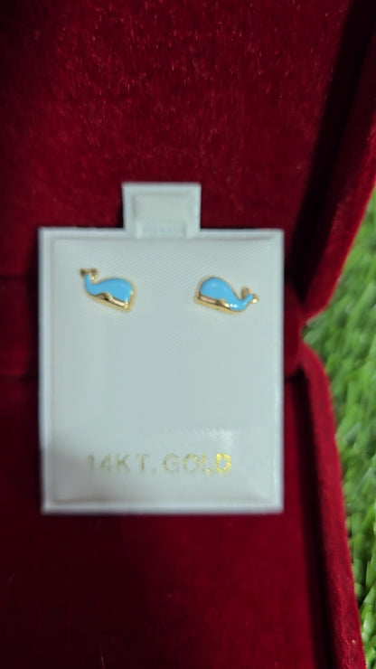Whale Earrings 14k