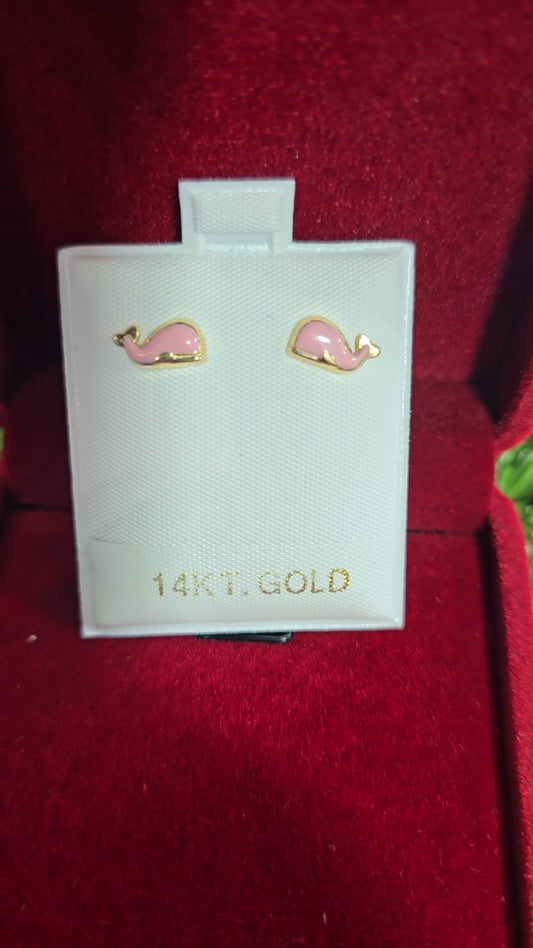 Whale Earrings 14k