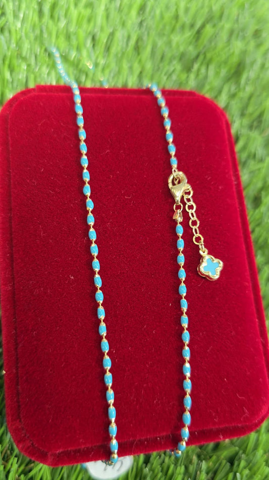 14K Gold Blue Chain Necklace
