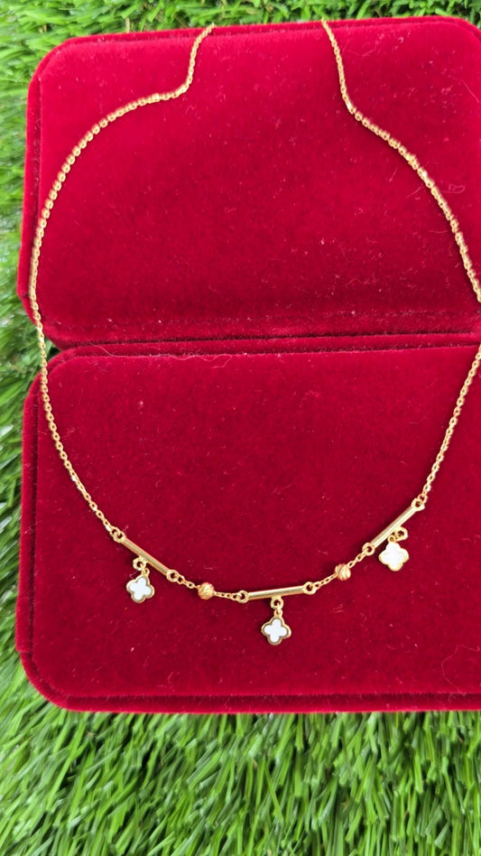 18K Gold White Floral Chain