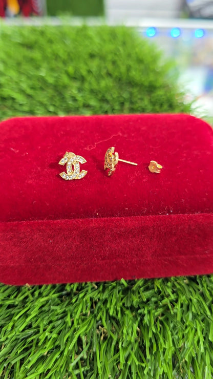 14K Stud Cz Earrings