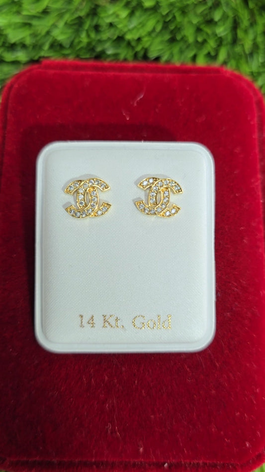 14K Stud Cz Earrings
