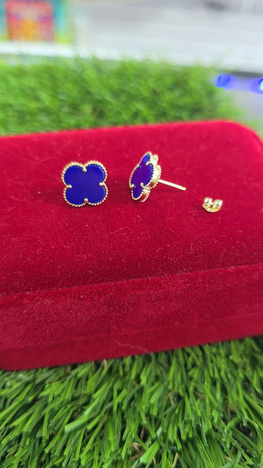 Blue Flower Stud 14k