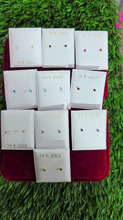14KGOLD Zirconia Earrings 2mm