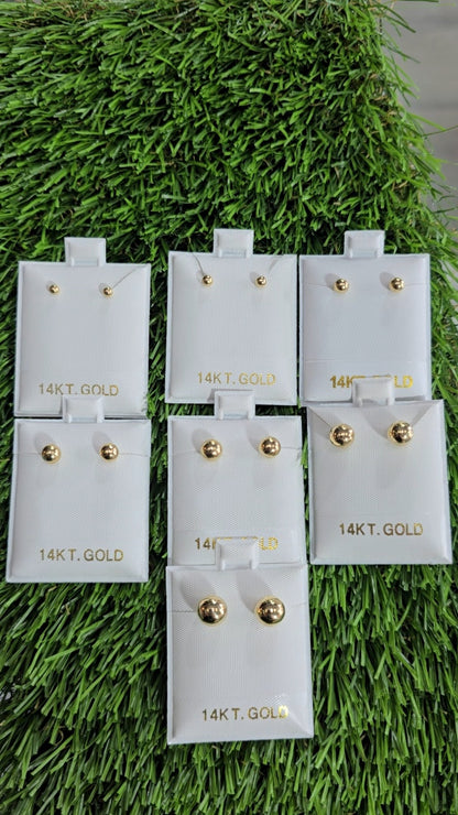 14K Stud Ball Earrings