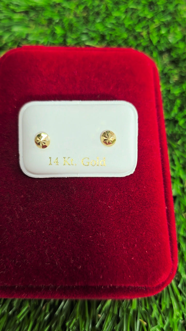 Diamond-Cut Haf-Ball Stud Earrings 14k