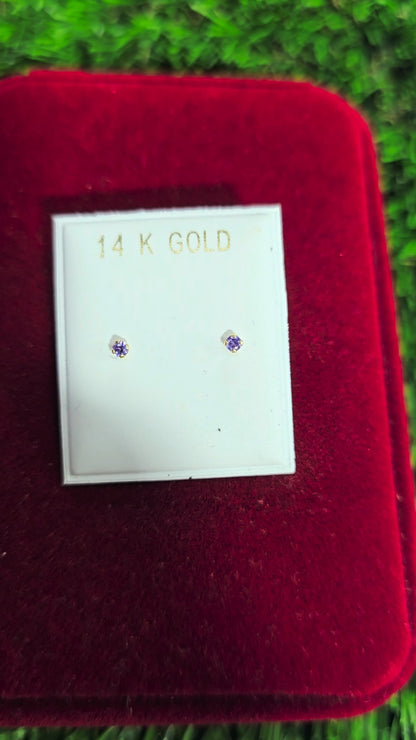 14KGOLD Zirconia Earrings 2mm