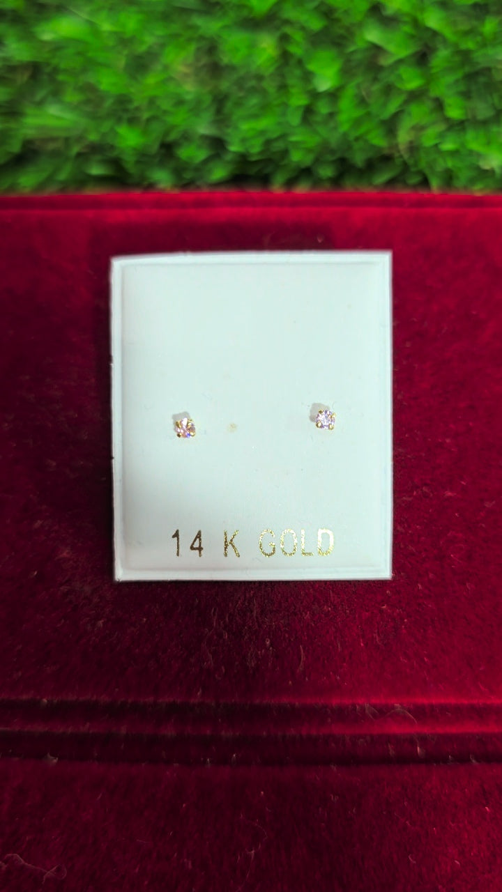 14KGOLD Zirconia Earrings 2mm