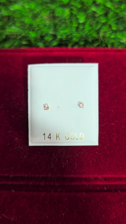 14KGOLD Zirconia Earrings 2mm