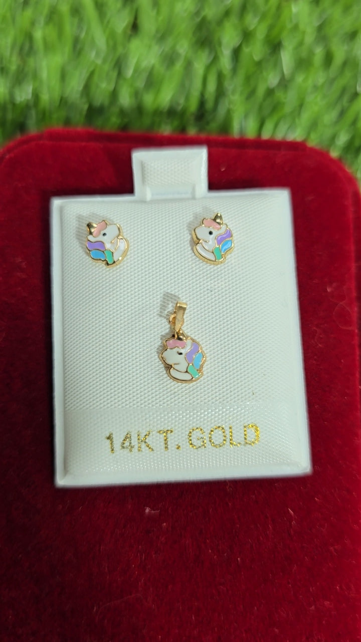 Unicorn Earrings and Charm