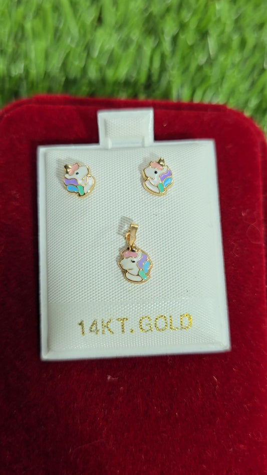Unicorn Earrings and Charm