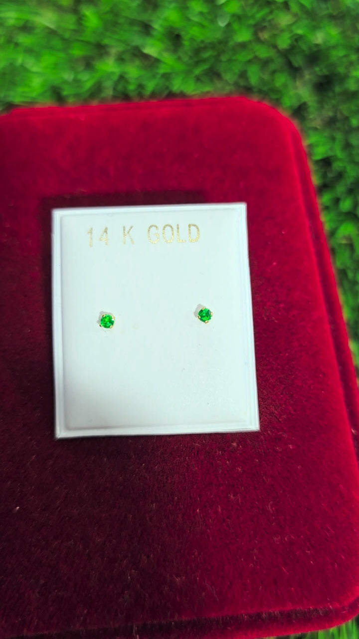 14KGOLD Zirconia Earrings 2mm